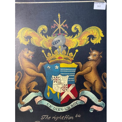 163 - Replica shield depicting the Darcy Family crest and in the name of the Right Honourable Robert Darcy... 