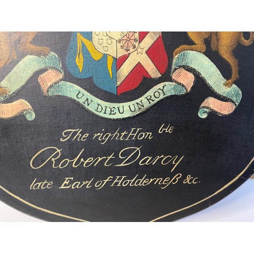 163 - Replica shield depicting the Darcy Family crest and in the name of the Right Honourable Robert Darcy... 