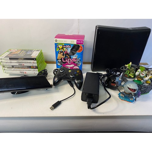 169 - Xbox 360 console with games and accessories. Tested and working