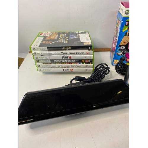 169 - Xbox 360 console with games and accessories. Tested and working