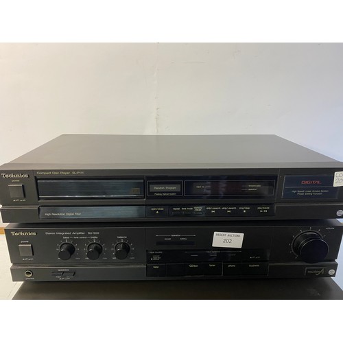 202 - 3 Technics hi-fi separates including SU-500 amplifier plus CD and tape players. All tested and worki... 