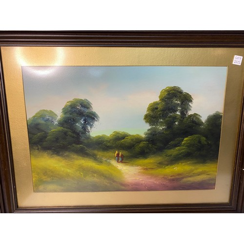 205 - 2 framed paintings of countryside scenes c.1920s. Appears to be unsigned 63x48cms.