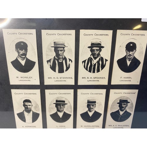 211 - Framed set of 12 Taddy cigarette cards of Lancashire County Cricketers