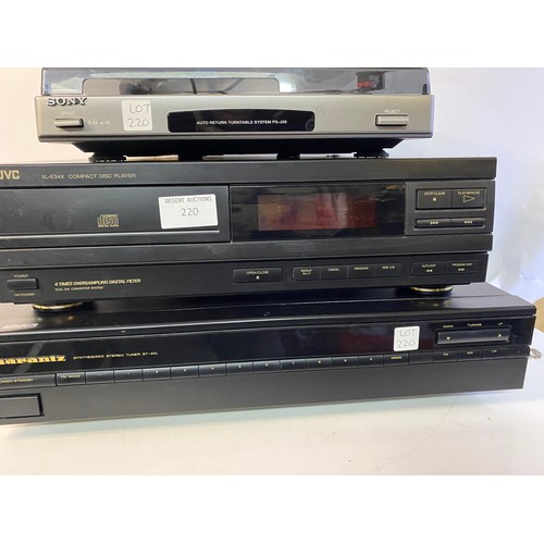 220 - Stack of Hi-Fi separates, JVC XL-E34X CD player,  Marantz ST-40L tuner, and a Sony PS_J20 turntable.... 