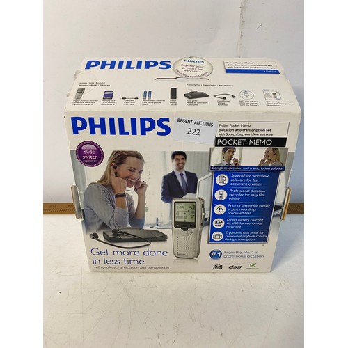 222 - Philips digital memo dictation and transcription set