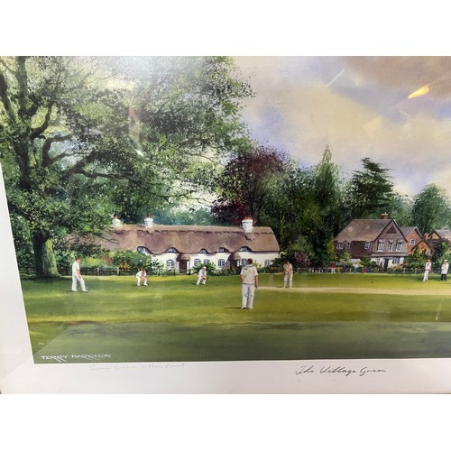 225 - Framed Terry Harrison cricket print. Hand signed Ltd Edition 151/250. 72x42.5cm