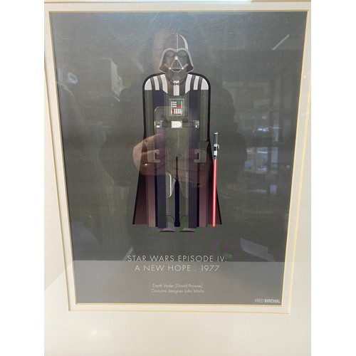 227 - Selection of Star Wars items including a Fred Birchal print of Darth Vader