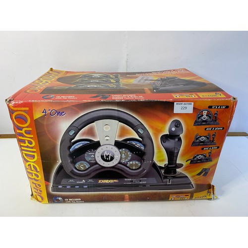 229 - Zykon Joyrider Pro 4 in one racing wheel and pedal set for PC