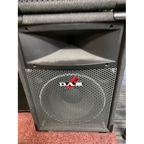 233 - Pair of D.A.S PF-112 250w concert/DJ speakers with floor stands