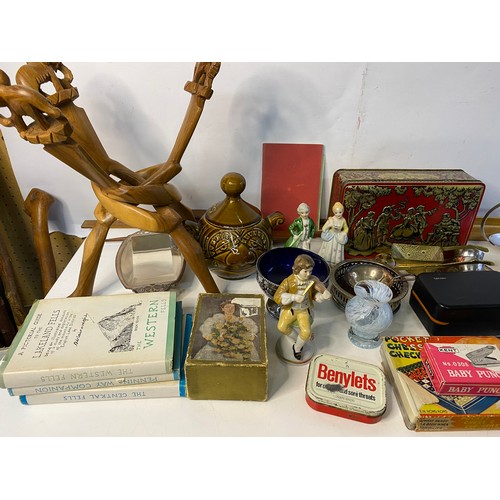 251 - Selection of vintage collectables including metalware, tins, ornaments, woodenware and more.