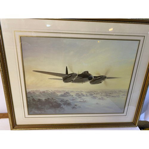 254 - 3 x framed fighter plane prints, largest is 55x45cm