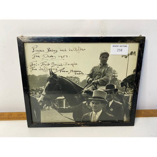 258 - Vintage framed Horse Racing picture of 