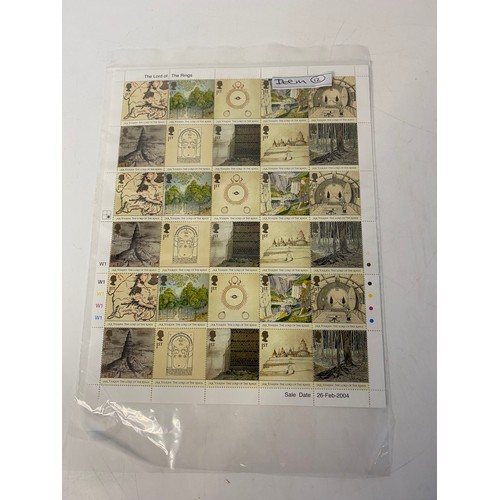 271 - Royal Mail sheet of 30 The Lord of the Rings 2004 issue first class new stamps that are still valid ... 