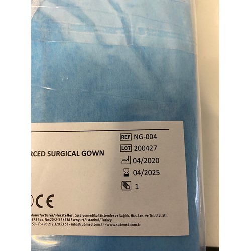 279 - Box of 80 extra reinforced surgical gowns from Submed. In date till April