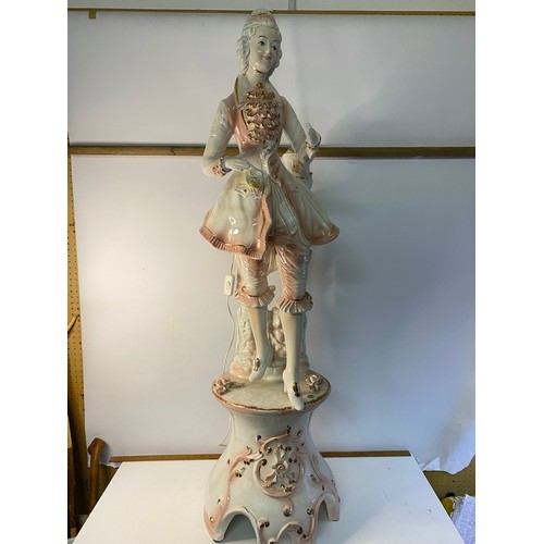 280 - Large Italian ornate porcelain floor figurine lamp, made by Danese standing 159 cms tall