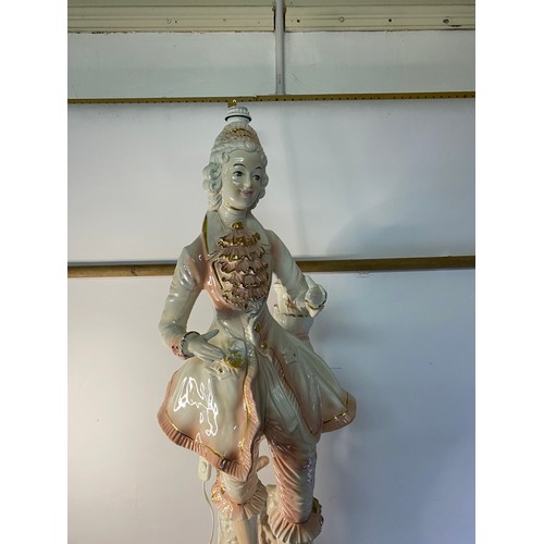 280 - Large Italian ornate porcelain floor figurine lamp, made by Danese standing 159 cms tall