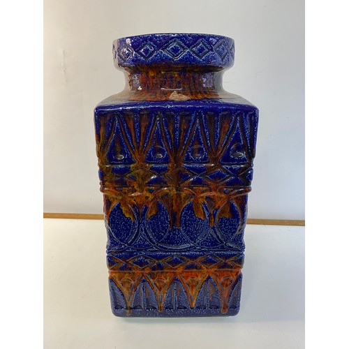 284 - Large rectangular stamped West German floor vase measuring 46 cms tall. Bay 9245