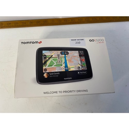 210 - TomTom Go 5200 satnav with phone and wifi connectivity in working order.