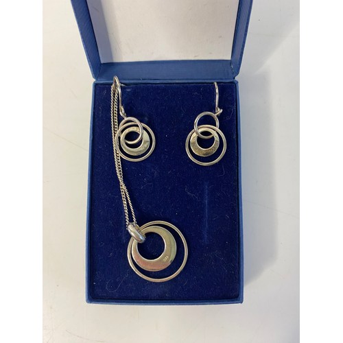 24 - Sterling silver necklace and ear-ring set