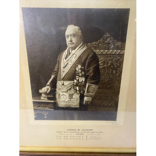 26 - West Lancashire Masonic framed photograph of James W. Clough. 56x67cms