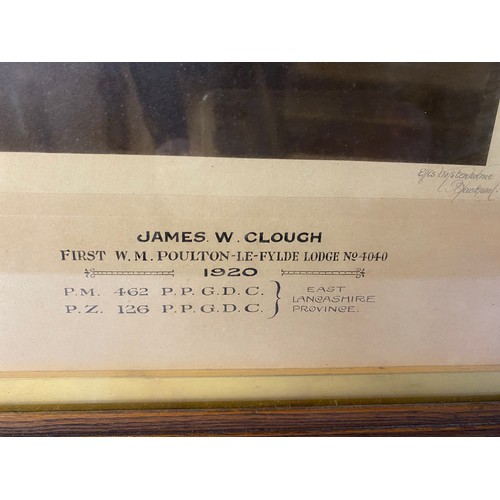 26 - West Lancashire Masonic framed photograph of James W. Clough. 56x67cms