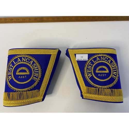 31 - Pair of West Lancs Masonic Cuffs