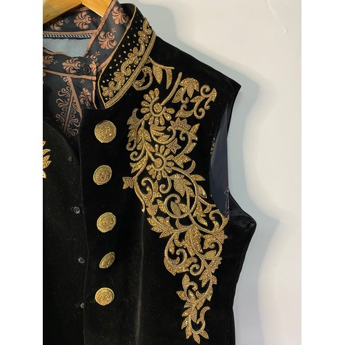 59 - Indian shirt and decorative sleeveless velvet jacket, no sizes given on either item but look approx ... 