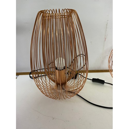 72 - Retro copper coloured table lamp and ceiling light shade.