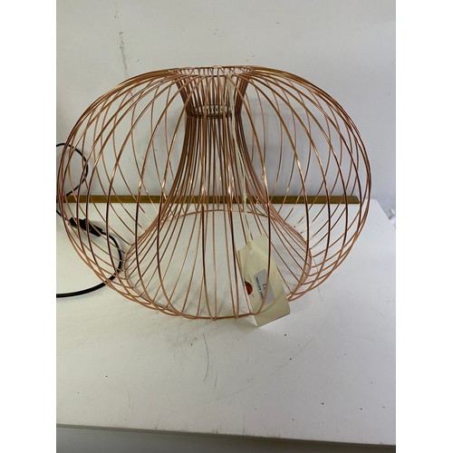 72 - Retro copper coloured table lamp and ceiling light shade.