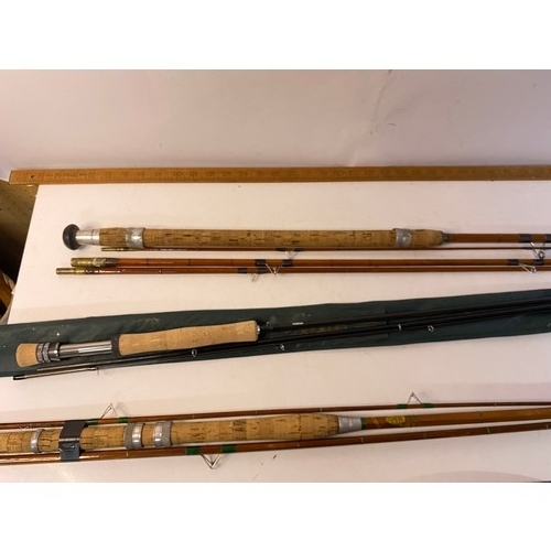 262 - Collection of 2 x vintage cane fishing rods and a Shakespeare fly fishing rod. The cane rods are Daw... 