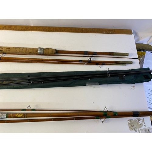 262 - Collection of 2 x vintage cane fishing rods and a Shakespeare fly fishing rod. The cane rods are Daw... 