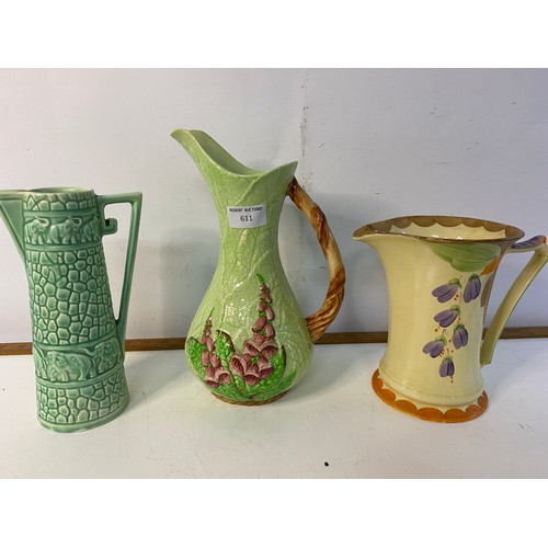 611 - Collection of vintage decorative jugs from Carlton Ware, Myott and others.