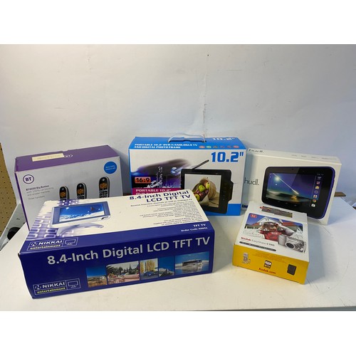 994 - Selection of electrical goods including telephones, TV, Hudl and camera.