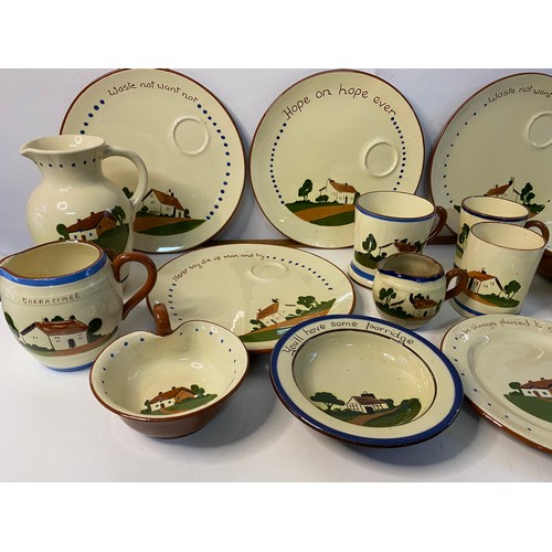 647 - Large selection of Devon Motto Ware plates and jugs