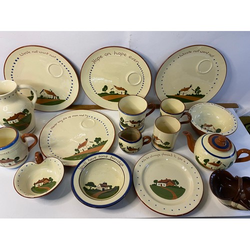 647 - Large selection of Devon Motto Ware plates and jugs