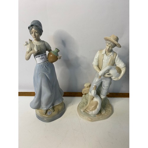 668 - Collection of Spanish porcelain figures and vase. Tallest 31cms