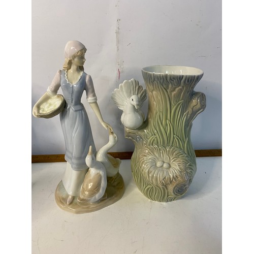 668 - Collection of Spanish porcelain figures and vase. Tallest 31cms