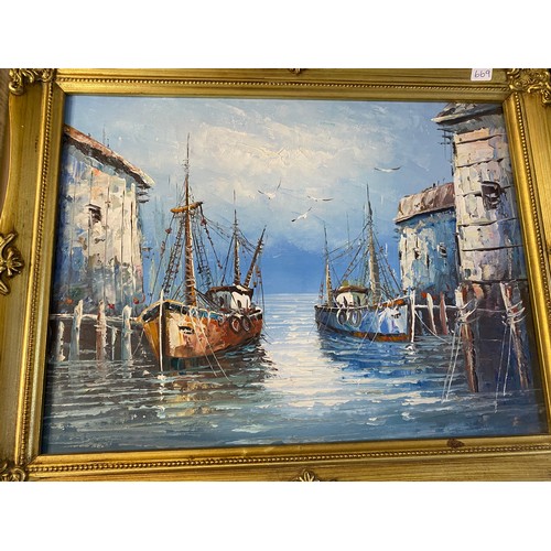 669 - 4 framed oil paintings including one by Irene Cafieri