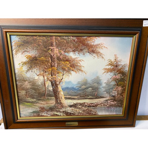 669 - 4 framed oil paintings including one by Irene Cafieri