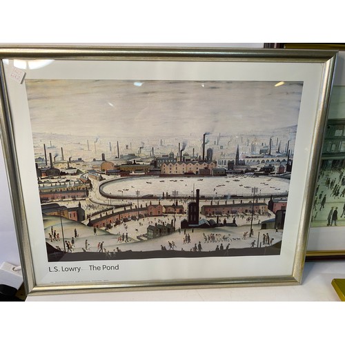 672 - 3 framed L.S. Lowry prints, largest 56x46cms