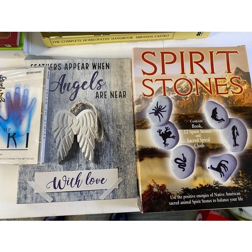 632 - Selection of books on healing, spirituality, Angels plus various sets of tarot and Angel cards.