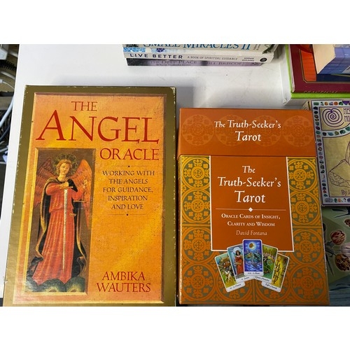 632 - Selection of books on healing, spirituality, Angels plus various sets of tarot and Angel cards.