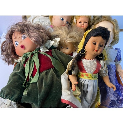 673 - Selection of vintage dolls and bears in need of TLC