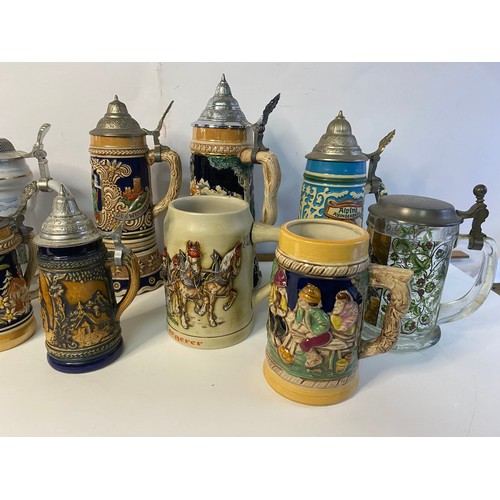 696 - Collection of vintage Steins and Tankards some musical and some from Avon