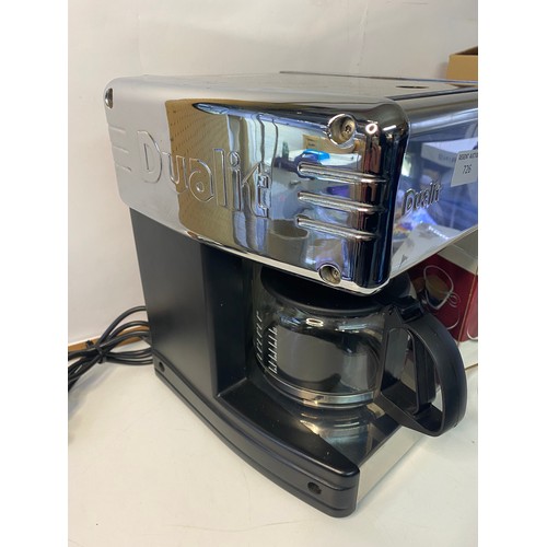 726 - Dualit CF26 filter coffee machine plus box of brand new coffee cups.