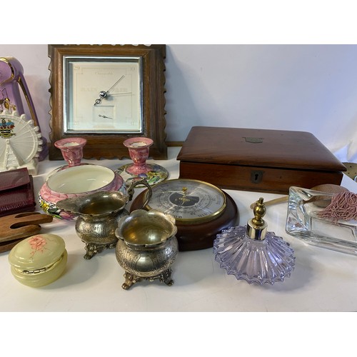 740 - Assortment of collectables including writing box, barometers and Art Nouveau style vases