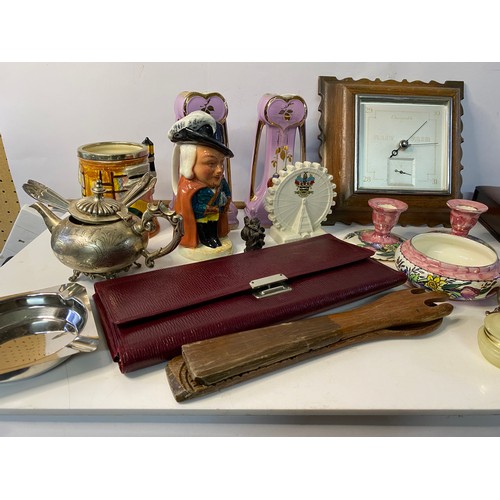 740 - Assortment of collectables including writing box, barometers and Art Nouveau style vases