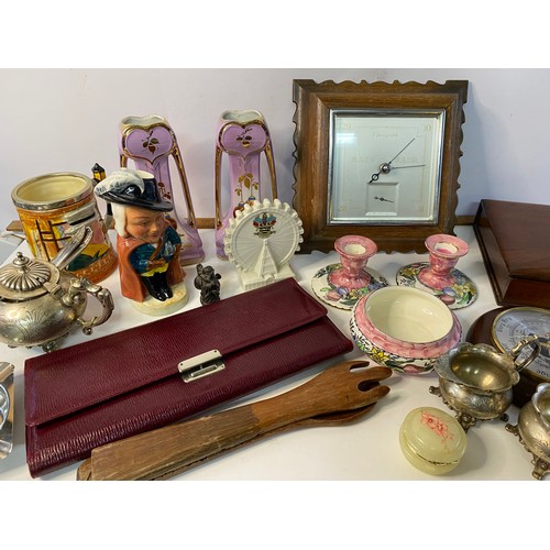 740 - Assortment of collectables including writing box, barometers and Art Nouveau style vases