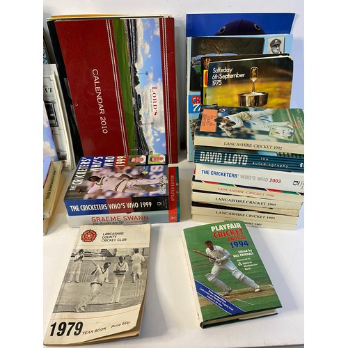 514 - Collection of cricket memorabilia to include books, year books and match programmes.