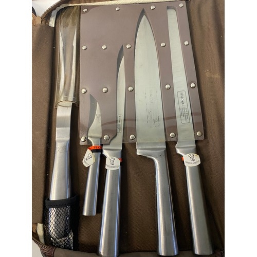 716 - Set of Royal chefs knives in satchel carry case.